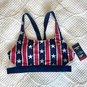 NWT Stars & Stripes red, white & blue swim top